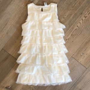 Crewcuts Off White Tulle Ruffle Sleeveless Dress, Girls 12